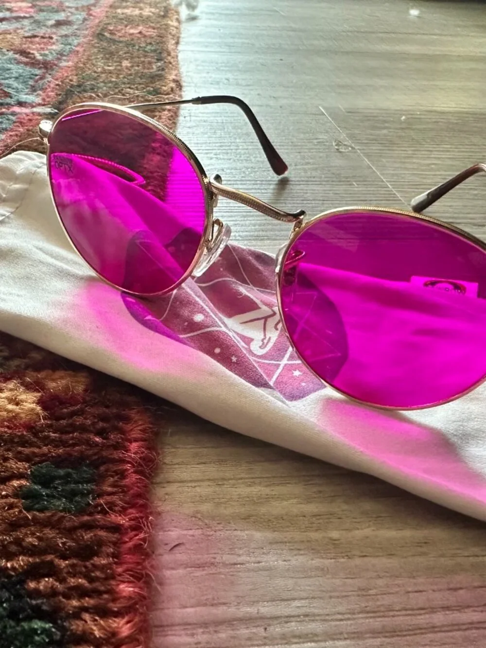 Rainbow Optx Round Wireframe Magenta Sunglasses